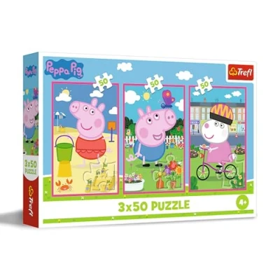 Afbeelding van Trefl Puzzle 3 en 1 : Peppa Pig, le Pouvoir de l&#039;Amitié x 50 Pièces, Ensemble Trois Puzzles pour les Enfants à partir 4 ans