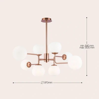 Afbeelding van Maytoni Erich kroonluchter messing rosé, metaal/glas, 8 lamps.