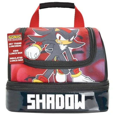 Afbeelding van Get Trend SONIC THE HEDGEHOG Koeltas voor kinderen, tieners, schaduw, lunchtas met vakken, school, picknick, zwart