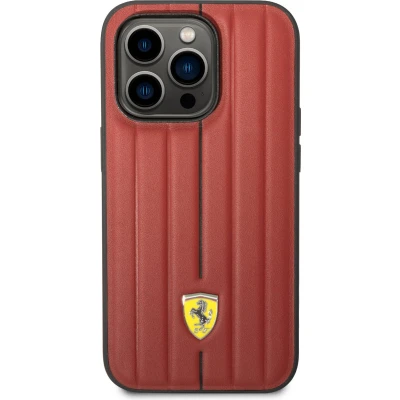 Afbeelding van Ferrari iPhone 14 Rode Leer Back Cover Telefoonhoesje Bescherm je Telefoon &amp; Stijl