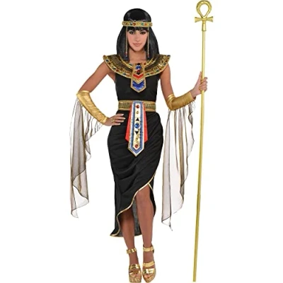 Afbeelding van amscan 847815 55 Egyptisch koninginnenkostuum met hoofdtooi voor volwassenen, maat 38 40