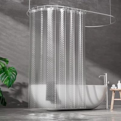 Afbeelding van ecooe Douchegordijn 100% EVA Waterdicht Schimmelbestendig 180 x 200 cm, Badgordijn Doorzichtig 3D Effect，Douchegordijnen Badgordijnen met 12 Ringen voor Douche en Bad