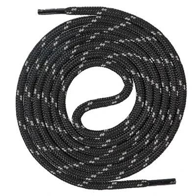 Afbeelding van Mount Swiss Ronde premium veters voor werkschoenen, wandelschoenen en trekkingschoenen polyester ø 4,5 mm zeer scheurvast kleur: zwart grijs, lengte: 220 cm.