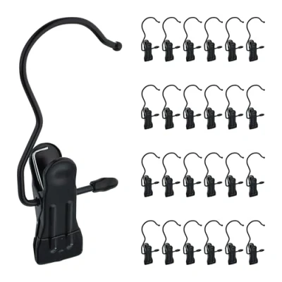 Afbeelding van Relaxdays Laarzenknijpers set van 25 Laarzenklemmen draaibare haak Hangers voor laarzen zwart