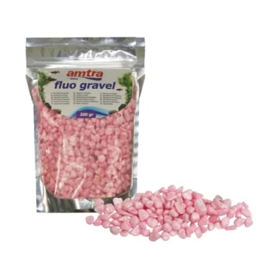 Afbeelding van Amtra Fluo Aquariumgrind met keramische bodem voor zoet en zoutwateraquarium, stofvrij, roze, 350 g