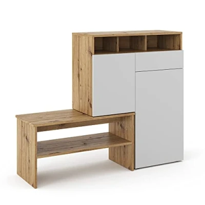 Afbeelding van Vicco schoenenkast &quot;Selena&quot;, eiken/wit, 125 x 102 cm