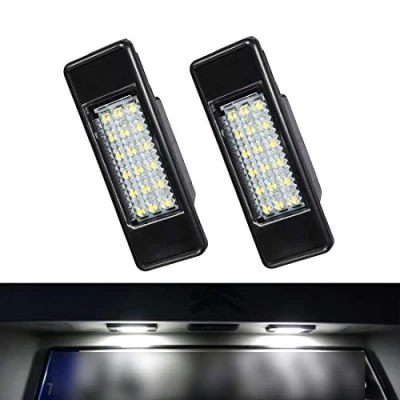 Afbeelding van VIGORFLYRUN PARTS LTD 2 stuks LED kentekenplaatverlichting, Canbus foutloos wit 6000K 18SMD licht voor Peugeot 106 1007 207 307 308 3008 406 407 508 806 Citroen C2 C3 C4 C5 C6 DS3