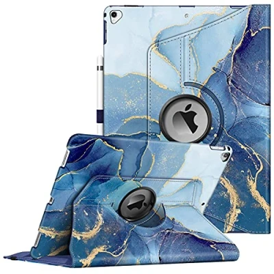 Afbeelding van FINTIE beschermhoes compatibel met iPad Pro 12,9 inch 2e / 1e generatie (2017/2015) 360 graden draaibaar, automatische slaap /wekhoes, oceaanmarmer