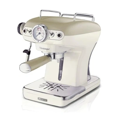 Image de Ariete 1389 Vintage machine à café avec buse vapeur &quot;Cappuccino&quot; 15 bar beige