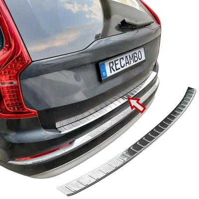 Afbeelding van RECAMBO Bumperbescherming van gepolijst roestvrij staal, chroomlook, geschikt voor Volvo XC90 2, bouwjaar vanaf 2015, stijl en bescherming
