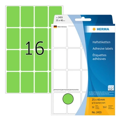 Image de HERMA étiquettes multi usage, 25 x 40 mm, vert, grand paquet contenu: 512 pièces 2455