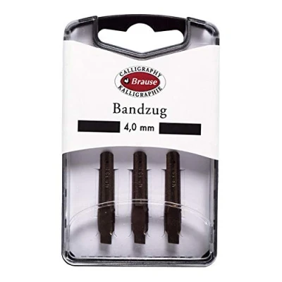 Afbeelding van Brause Ref 318040B kalligrafieveer band 4 mm (3 stuks) wigvormige punt ideaal voor Latijnse kalligrafie, constructie van massief metaal, inktreservoir aan de bovenkant