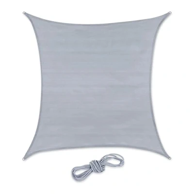 Afbeelding van Relaxdays Schaduwdoek zonnezeil HDPE uv werend zonwering vierkant lichtgrijs 2 x m