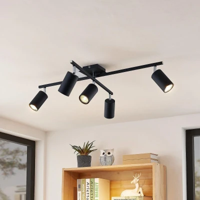 Afbeelding van Lindby plafondlamp 5lichts Aluminium H: 22.5 cm GU10 zwart