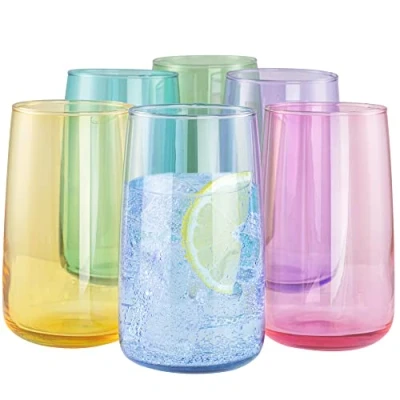 Afbeelding van Penelope drinkglazen, 490 ml, kleurrijke glazen, set van 6 grote waterglazen, cocktailglazen, soft drink tumblers