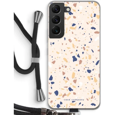 Afbeelding van Case Company® hoesje met Koord geschikt voor Samsung Galaxy S22 Terrazzo N23 Telefoonhoesje Zwart Bescherming aan alle Kanten en Over de Schermrand