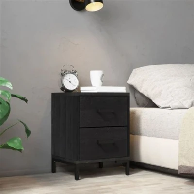 Afbeelding van Nachtkastje 36X30X45 cm Massief Grenenhout Bruin 1 / 36 x 30 45 Zwart