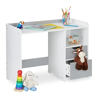 Afbeelding van Relaxdays kinderbureau met lades kindertafel opbergruimte klein bureau kinderkamer