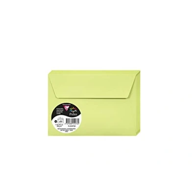 Afbeelding van Clairefontaine 55476C, verpakking met 20 zelfklevende enveloppen, formaat C6, 11,4 x 16,2 cm, 120 g/m², kleur: knopgroen, uitnodiging voor evenementen en correspondentie, Pollen serie, glad papier van