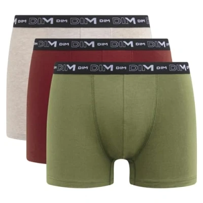 Image de DIM Homme Coton Stretch Respirant Maintien Optimal x3 Boxer, Beige/Rouge, 3XL