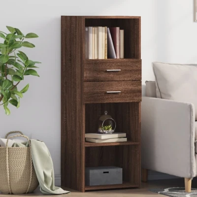Afbeelding van Hoge kast 45x42,5x124 cm bewerkt hout bruin eikenkleurig