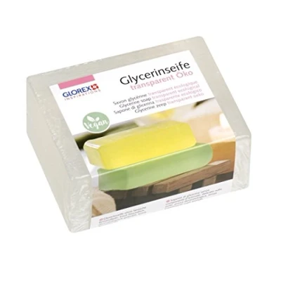 Afbeelding van GLOREX 6 1600 121 transparante milieuvriendelijke glycerinezeep op huidneutrale basis, dermatologisch getest, 100% veganistisch, 500 g blok als basis voor het gieten van zeep