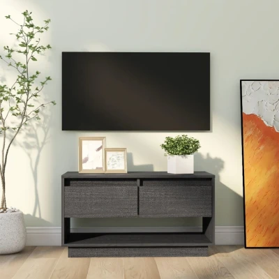 Afbeelding van Tv meubel 74x34x40 cm massief grenenhout grijs