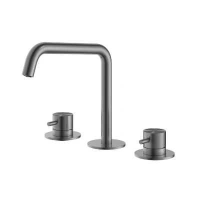 Afbeelding van HotBath Archie Wastafelmengkraan 3 gats zonder waste Geborsteld Gunmetal PVD AR033BGP