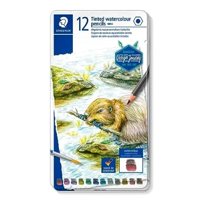 Afbeelding van Staedtler aquarel potlood, metalen doos met 12 kleuren kleurpotlood