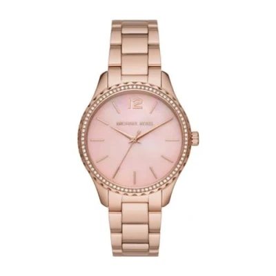 Afbeelding van Michael Kors LAYTON, damespolshorloge, behuizingsgrootte 38 mm, driewijzers horloge, roségoud met briljanten, armband