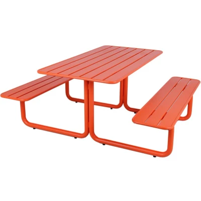 Afbeelding van MaximaVida metalen picknicktafel Max oranje 150 cm