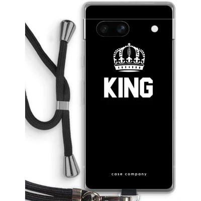 Afbeelding van Case Company® hoesje met Koord geschikt voor Google Pixel 7A King Zwart Telefoonhoesje Bescherming aan alle Kanten en Over de Schermrand