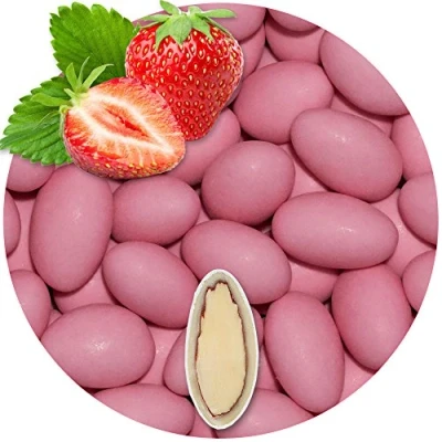 Image de EinsSein 0,5 kg d&#039;amandes au chocolat fraise rose mat Pour mariage, baptême, communion, confirmation amandes et sucre sucrées Badem sekeri
