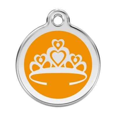 Afbeelding van Crown Orange roestvrijstalen hondenpenning large/groot dia. 3,8 cm RedDingo