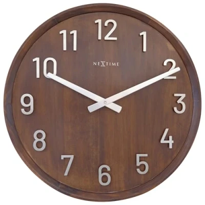 Afbeelding van Nextime Ne 3284Br Grote Wandklok 50Cm Stille Klok Walnoot Hout &quot;Precious&quot;