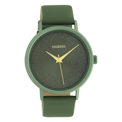 Afbeelding van OOZOO Timepieces lelie groene horloge met leren band C10582 Ø42