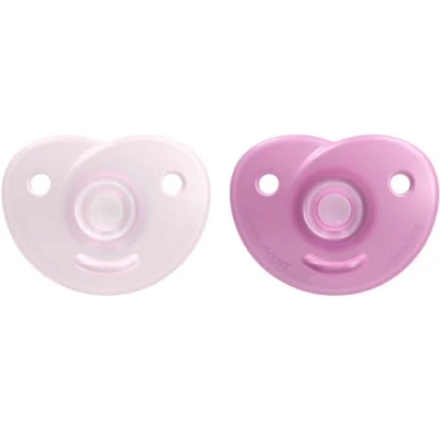 Afbeelding van Philips Avent Soothie Heart, ontworpen rond de natuurlijke contouren van het gezicht baby, gemaakt silicone medische kwaliteit, 2 stuks, SCF099/22,Lichtroze/Framboosroze