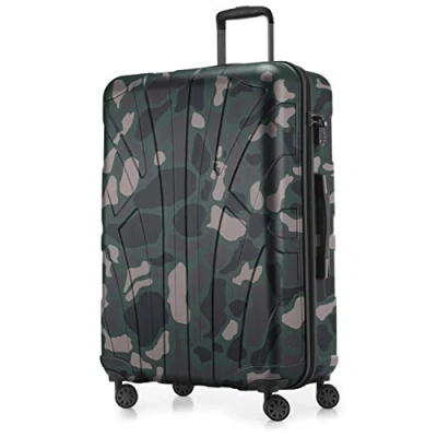Afbeelding van Suitline grote harde koffer trolley, reiskoffer check in bagage, TSA, 76 cm, ca. 86 liter, 100% ABS mat camouflage