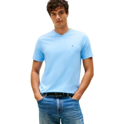 Image de Tommy Hilfiger Essential V Neck TEE MW0MW39249 S/S T Shirt Homme Bleu M, (Bleu vaisselle), M