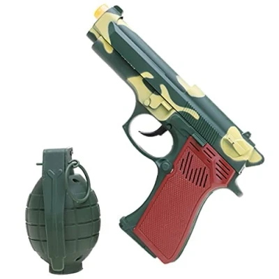 Afbeelding van Toyland® Army Style Hand Granaatappel &amp; Pistol met Licht Geluid Speelgoed Weapon Set Rolspel Fancy Dress