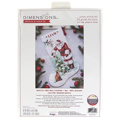 Afbeelding van Dimensions Magical Christmas Stocking Borduurpakket 41 cm DIY pakket volwassenen