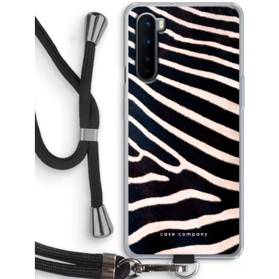 Afbeelding van Case Company® hoesje met Koord geschikt voor OnePlus Nord Zebra Telefoonhoesje Zwart Bescherming aan alle Kanten en Over de Schermrand