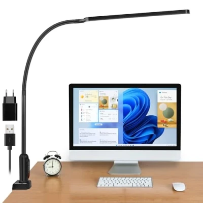 Afbeelding van BIENSER Led bureaulamp, 1400 lm, tafellamp met klem, architectenlamp, flexibele zwanenhals, 11 helderheidsniveaus x 5 instelbare kleurmodi, oogbescherming, geheugenfunctie