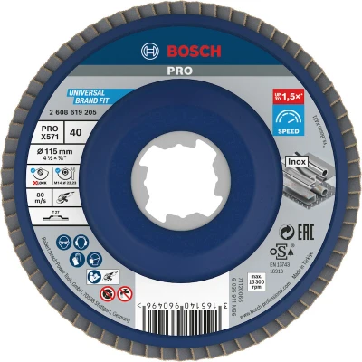 Afbeelding van BOSCH Accessories 2608619205 DISCO LAMELLARE X LOCK D.115 GR.40 Diameter 115 mm Boordiameter 22.23 1 stuk(s)