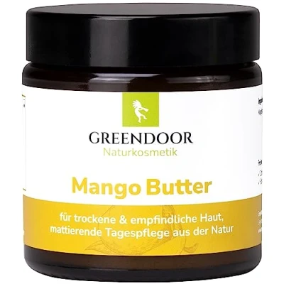 Afbeelding van GREENDOOR Pure mangoboter 120 ml in glas, fysiek geraffineerd, veganistische natuurlijke cosmetica, mango gezichtsverzorging, hydraterend, matterend, natuurlijk, dierproefvrij
