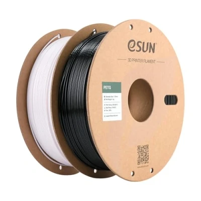 Afbeelding van eSUN PETG filament 1,75 mm, 3D printerfilament, maatnauwkeurigheid +/ 0,05 spoel 1 kg (2,2 lbs) printmateriaal voor printers (effen zwart + effen wit, 2 kg)
