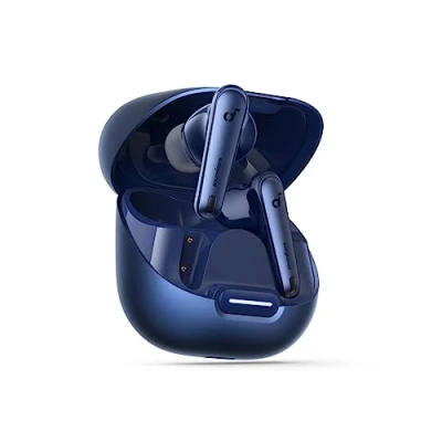 Afbeelding van soundcore by Anker Liberty 4 NC Bluetooth hoofdtelefoon met ruisonderdrukking, 98,5% adaptieve ruisonderdrukking voor oren en milieu, 50 uur weergave, blauw