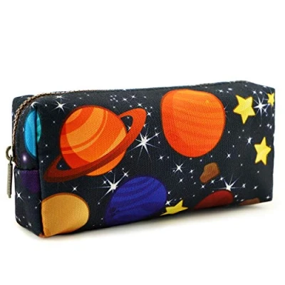 Afbeelding van Etui voor potloden, make up van canvas, motief ruimte (blauw)
