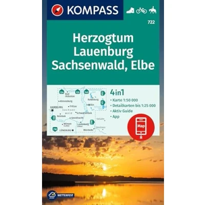 Afbeelding van KOMPASS Wanderkarte 722 Herzogtum Lauenburg, Sachsenwald, Elbe