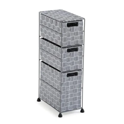 Afbeelding van Versa Nilo Extra badkamermeubel met 3 opbergmanden, afmetingen (H x B B) 57 15,5 28 cm, gestructureerde kunststof, grijs